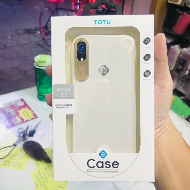 Ốp lưng CLASSY TOTU/likgus DESIGN cho iphone X bảo vệ cam mầu gold