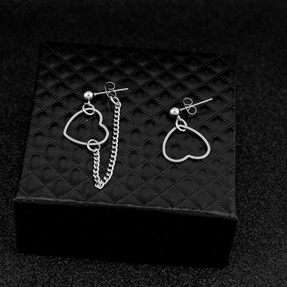 Khuyên Tai Dạng Chuỗi Trái Tim Nhiều Màu Bằng Thép Không Gỉ Phong Cách Hàn Quốc Cho Nữ