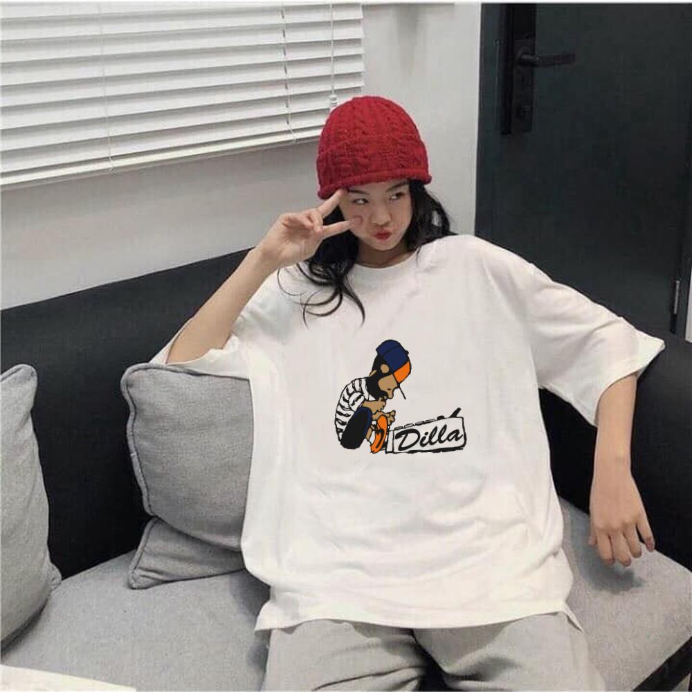 ÁO THUN TAY LỠ THỜI TRANG Normal White dilla PHONG CÁCH HÀN QUỐC AOMI