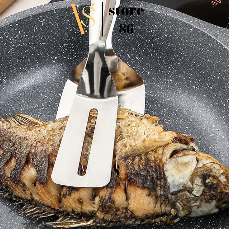 Xẻng, kẹp bằng Inox Dùng Để Gắp Đồ Chiên ,Nướng ,Gắp Các Đồ Nóng G198-xeng-kep