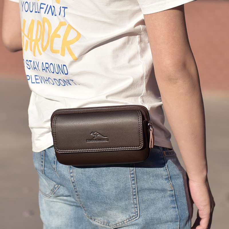 Ví Cầm Tay Nam 2 Trong 1 Kết Hợp Túi Bụng 2008 Nhỏ Gọn Nhiều Ngăn Đựng Tiền Thẻ Card Điện Thoại Tiện Lợi Da Pu Cao Cấp