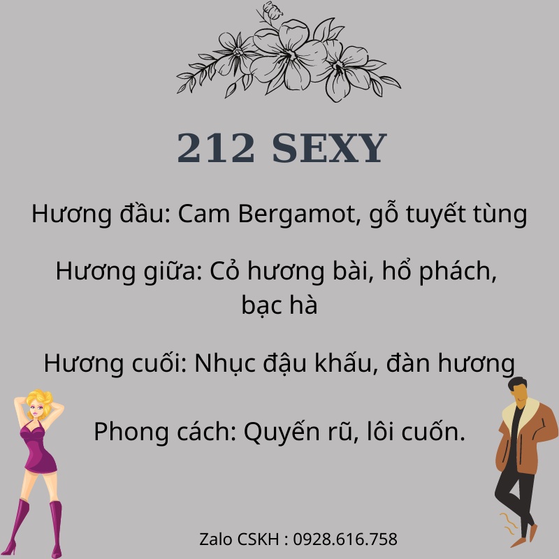 Nước Hoa mini 212 Sexy 6D 20ml Nước Hoa Thơm Lâu 12h Mùi Hương Sang Trọng Quyến Rũ, Bảo hành 12 tháng