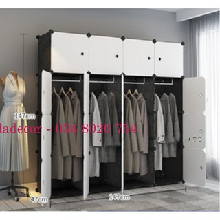 Tủ nhựa lắp ghép thông minh 16 ô treo gấp quần áo đa năng