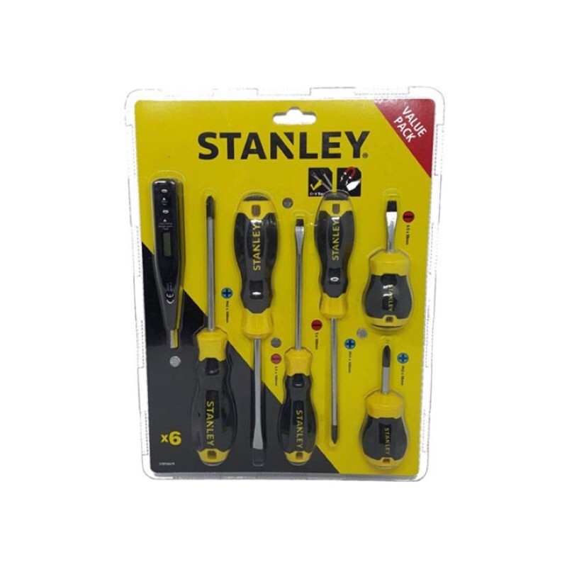 Bộ tuốc nơ vít đa năng 6 cây tặng kèm bút thử điện Stanley STMT66679