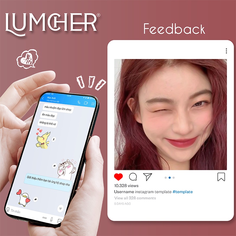 Thuốc nhuộm tóc Hồng Ngọt Ngào kèm tẩy tại nhà Lumcher LC05