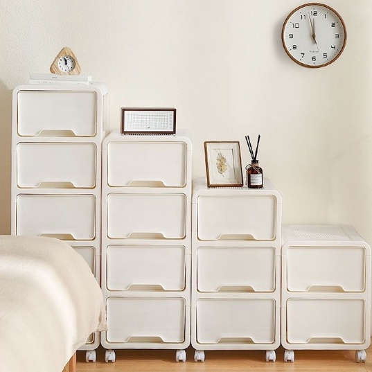 Tủ nhựa để đồ to nhiều ngăn có bánh xe kiểu dáng đơn giản hiện đại