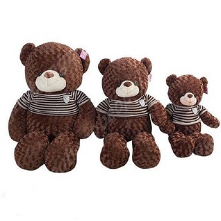 GẤU BÔNG TEDDY MẶC ÁO SỌC (40CM--->100CM) GB112 (NÂU CÀ PHÊ)
