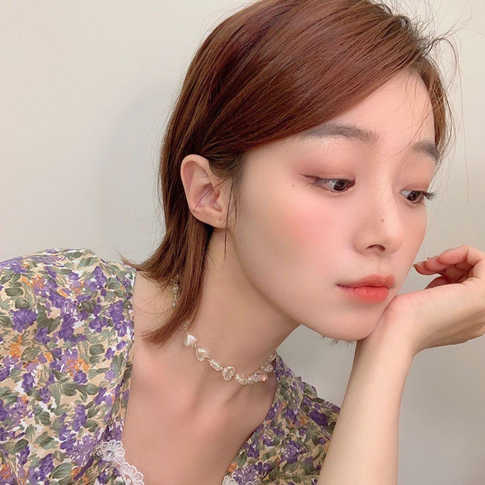 Dây Chuyền Mặt Trái Tim Trong Suốt Màu Gradient Phong Cách Vintage