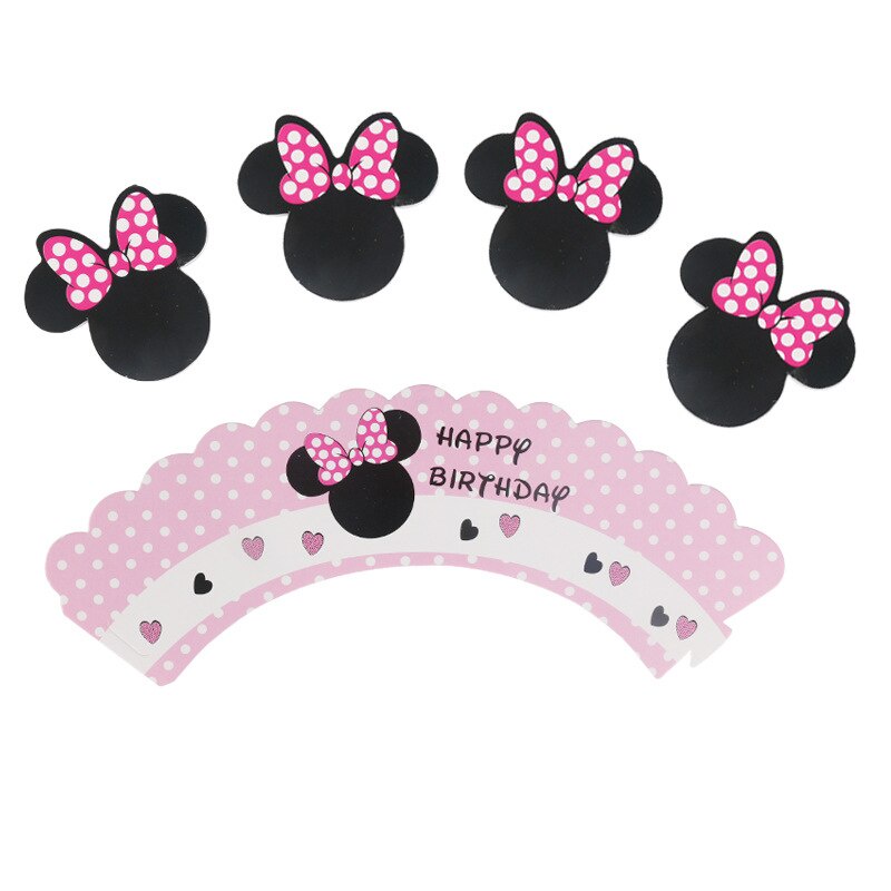 Set 24 Giấy Gói Bánh Cupcake Hình Chuột Mickey/Minnie Xinh Xắn