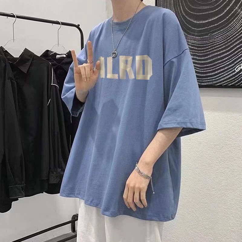 【M-8XL】Áo Thun Dáng Rộng Cổ Thuyền In Chữ Xu Hướng Đường Phố Hip Hop Thời Trang Mùa Hè Cho Nam Và Nữ