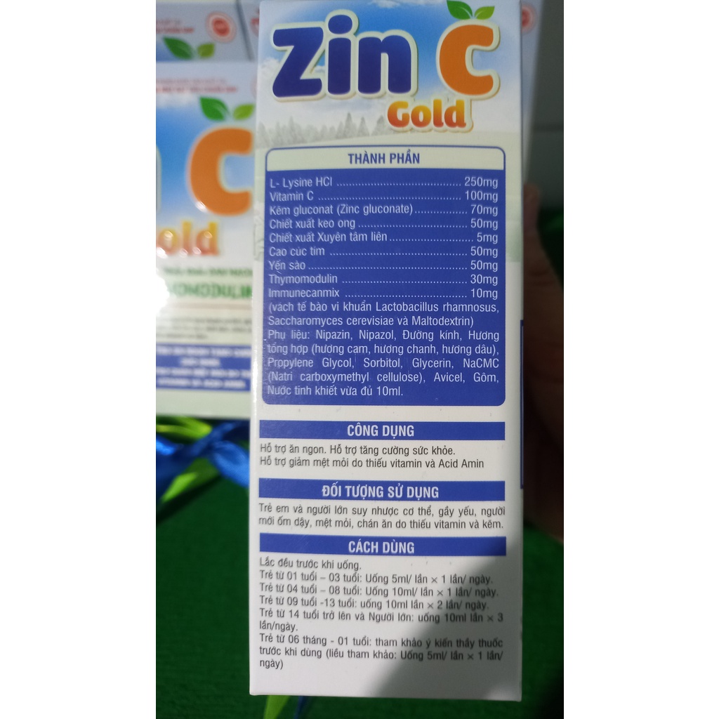 20 ống ZIN C GOLD_thymomodulin, hố trợ ăn ngon tăng sức đề kháng, giảm mệt mỏi