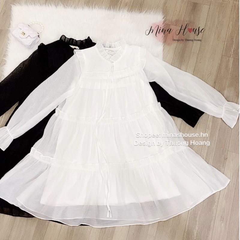 Váy babydoll công chúa trắng xếp tầng / mina’s house