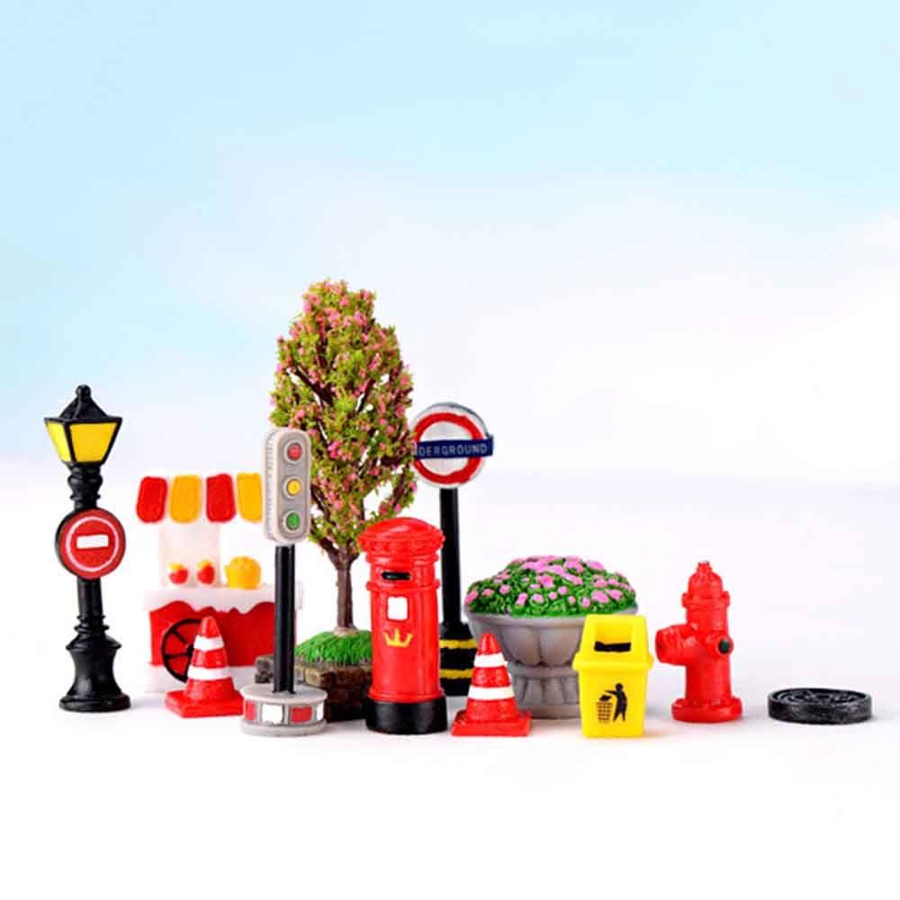 LONTIME 1 Mô Hình Phong Cảnh Đường Phố Bằng Nhựa Resin Trang Trí Sân Vườn