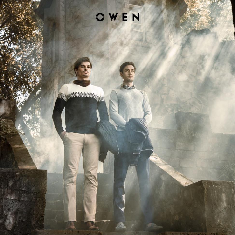 SALE TẾT Xả. (Chính Hãng) 10.10 . OWEN - Áo len nam Owen cổ tròn màu XANH ĐEN ALD 90236 Cực Đẹp .1 ! ☭