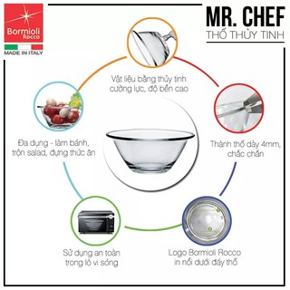 [HÀNG CHÍNH HÃNG] Thố trộn thủy tinh Mr.Chef Bormioli Rocco