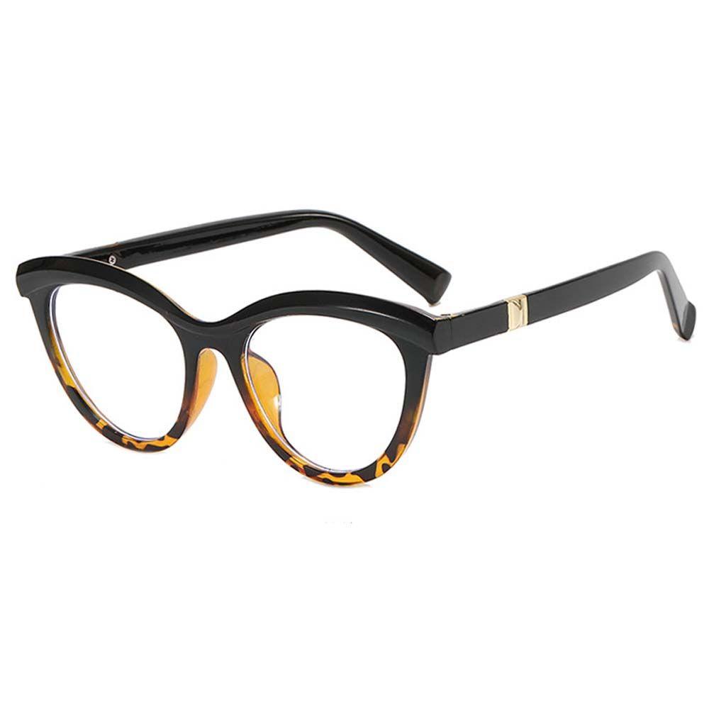 Mắt Kính Chống Bức Xạ Gọng Kim Loại Màu Đen In Họa Tiết Da Báo Chống Ánh Sáng Xanh Máy Tính Thanh Lịch