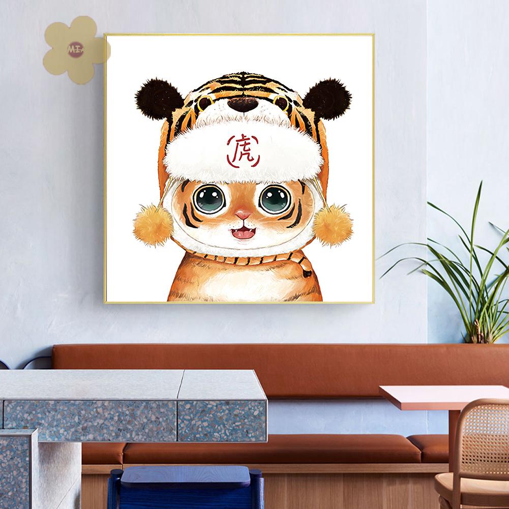 Tranh thêu chữ thập 11CT 3 sợi cotton hình con hổ trang trí nhà ở tự làm