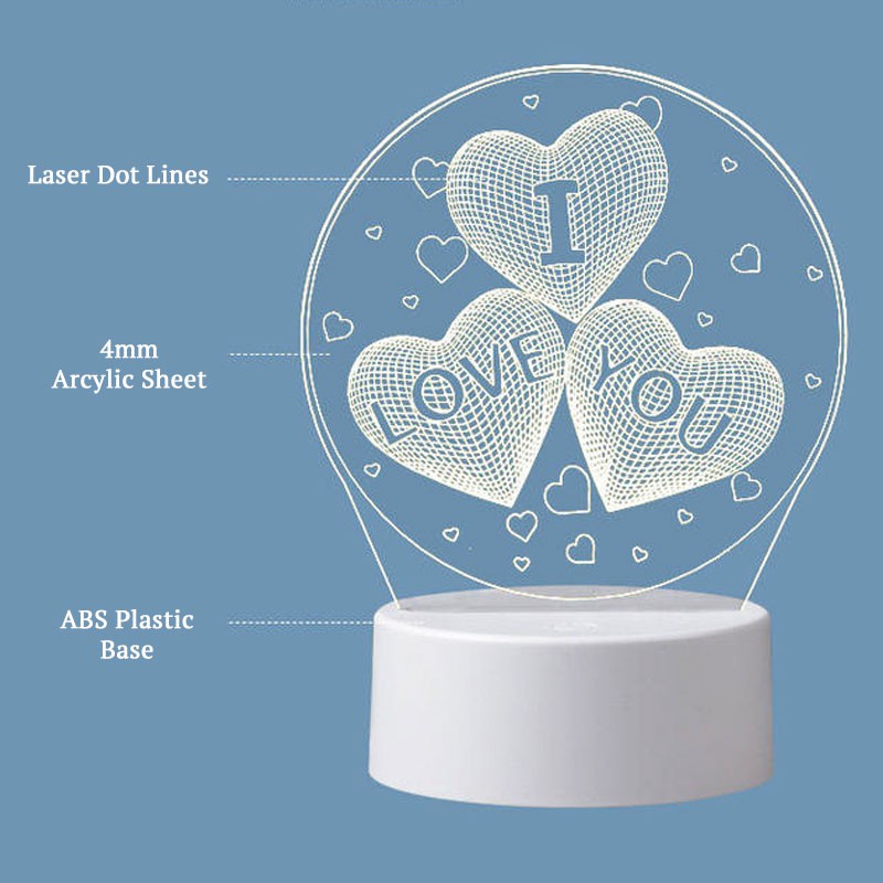 Nâng Cấp Đèn LED 3D meja Acrylic Màn Hình Hiển Thị Usb Làm Quà Tặng Sinh Nhật / Đám Cưới / Giáng Sinh / Valentine