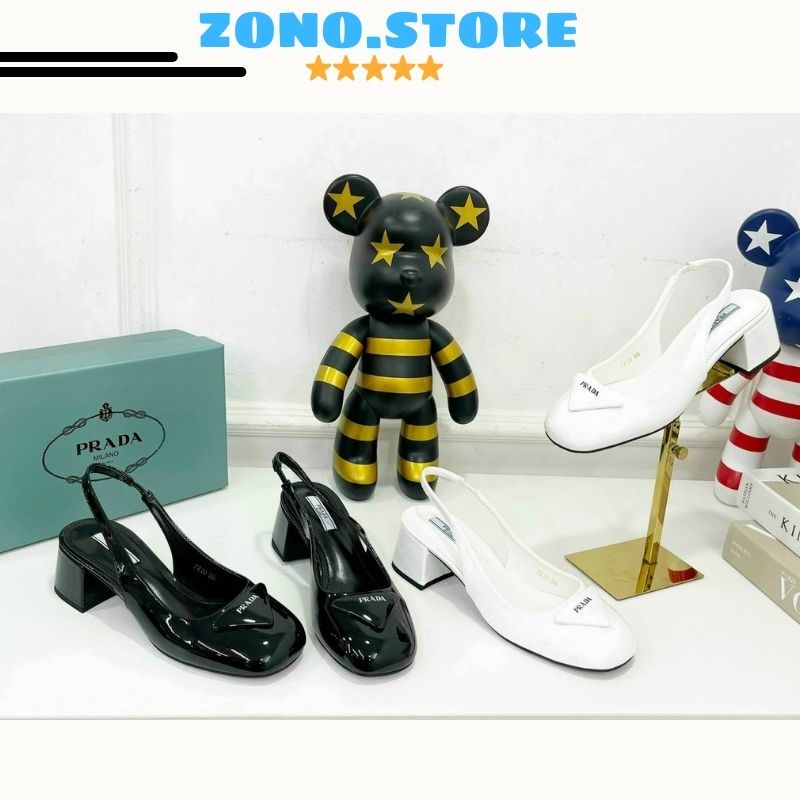 Giày sandal nữ 3 phân gót vuông quai hậu mũi tròn thời trang Prada siêu xinh hot trend 2022