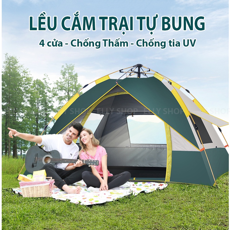 Lều Cắm Trại Lều Du Lịch Dã Ngoại Tự Bung cỡ lớn 4-6 người chống nước chống tia tử ngoại Vt168