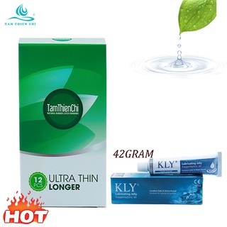 Bao cao su Tâm Thiện Chí Ultrathin Longer hộp 12 cái	kèm 1 chai Gel bôi trơn KLY 42G TTC