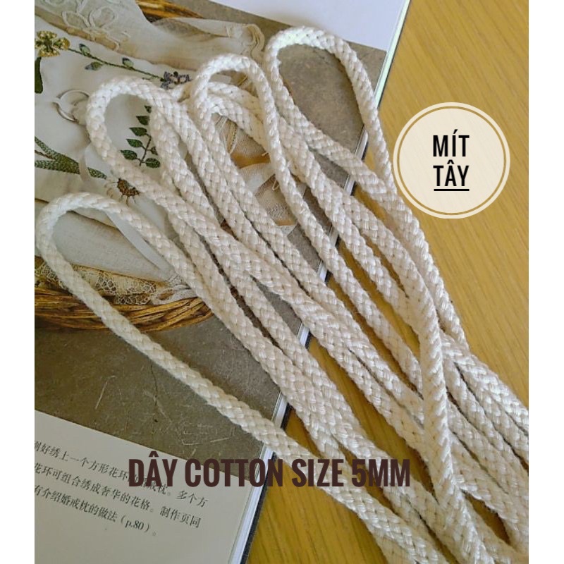 Dây Thừng Cotton Trang Trí 20m, Dây Làm Túi Rút Size 3mm, 4mm, 5mm