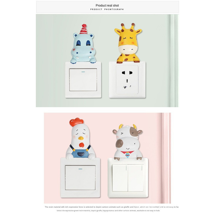 Miếng Dán Trang Trí Công Tắc Tường Bằng Nhựa Họa Tiết Hoạt Hình Đáng Yêu