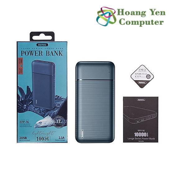 Sạc Dự Phòng Remax RPP-96 10000mAh Lõi Polymer 2 Cổng Sạc Vào, 2 Cổng Sạc Ra - BH 1 Năm - Hoàng Yến Computer