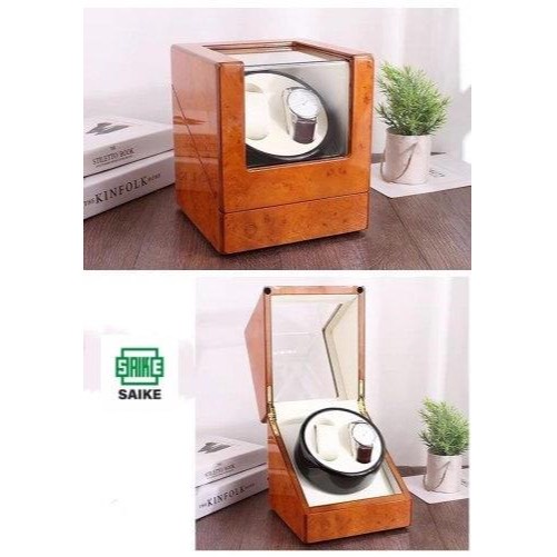 Hộp Đồng Hồ Cơ Xoay SAIKE 772 Hộp 2 Xoay Vỏ Gỗ Màu Cam