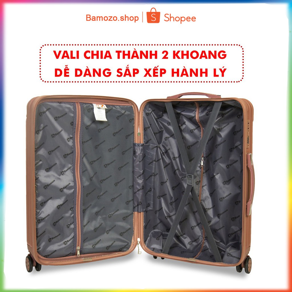 Vali Kéo Du Lịch Cao Cấp  Giá Rẻ Bền Đẹp Size 20 Size 24 Inch Nhựa Chống Va Đập Trầy Xước Bảo Hành 5 Năm Bamozo 8809