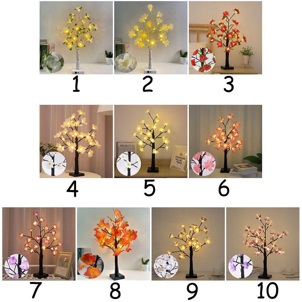 YIYU Đèn Ngủ Để Bàn 24 LED Hình Cây Hoa Trà Nhiều Màu Sắc