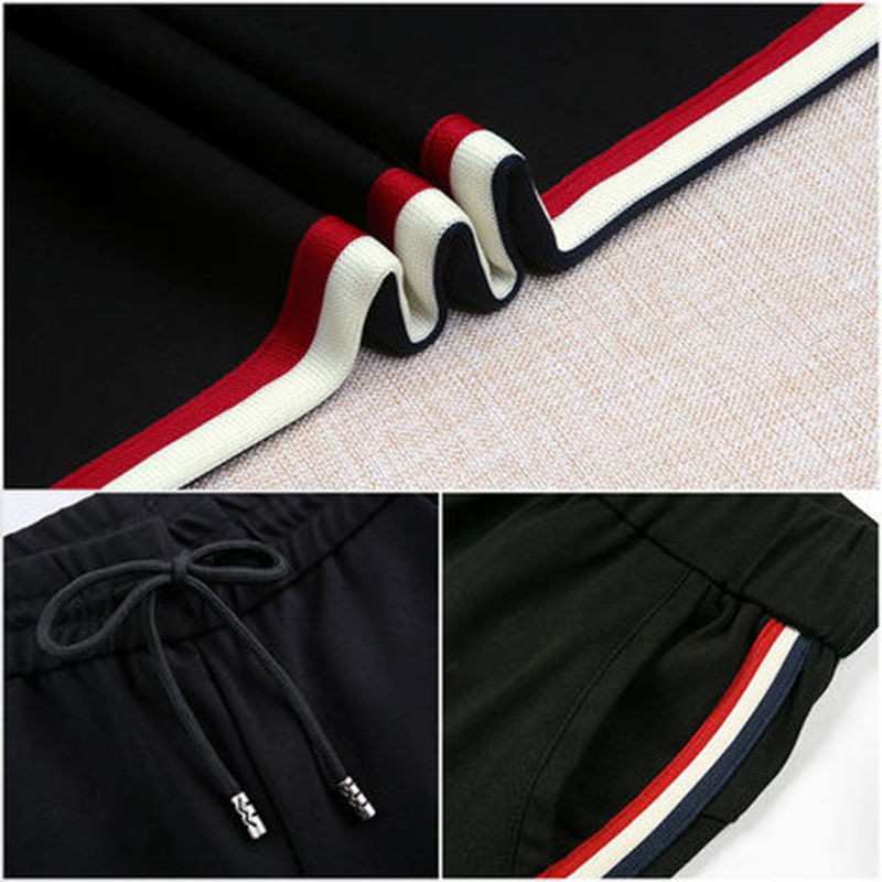 Quần thể thao lưng thun ống rộng bằng cotton thoải mái cho nữ