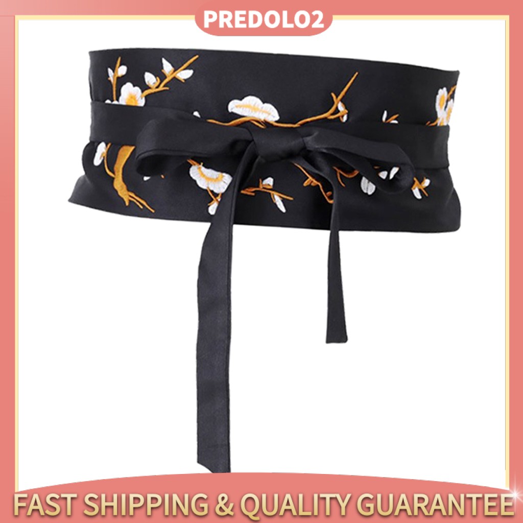 Vintage Style Embroidered Waistband Obi Belt Corset Belt for Dress Green