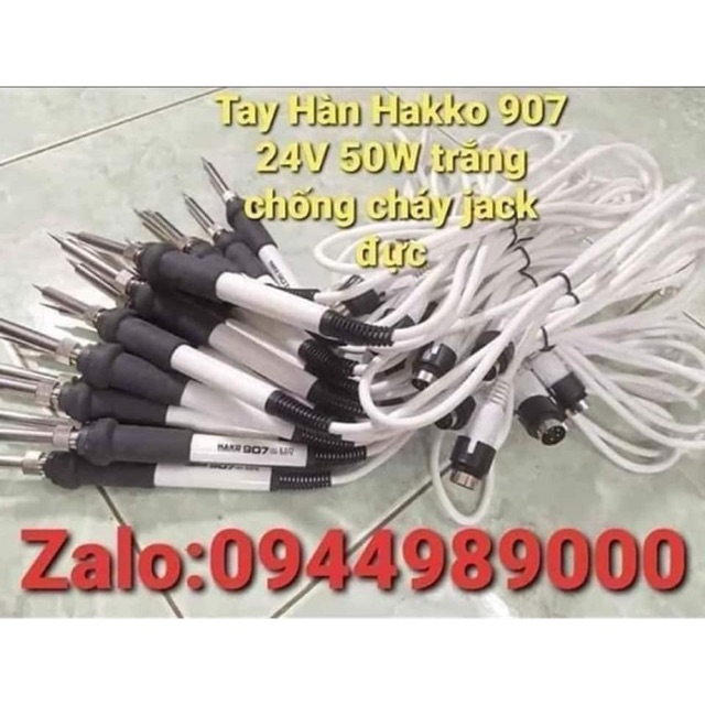Tay Hàn Hakko 907 24V 50W trắng chống cháy jack đực