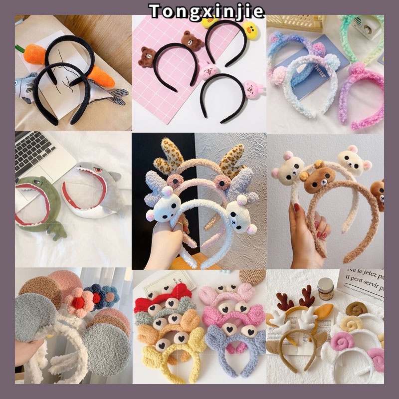 Băng đô tai thỏ họa tiết hoa/chuột Mickey dễ thương phong cách Hàn quốc