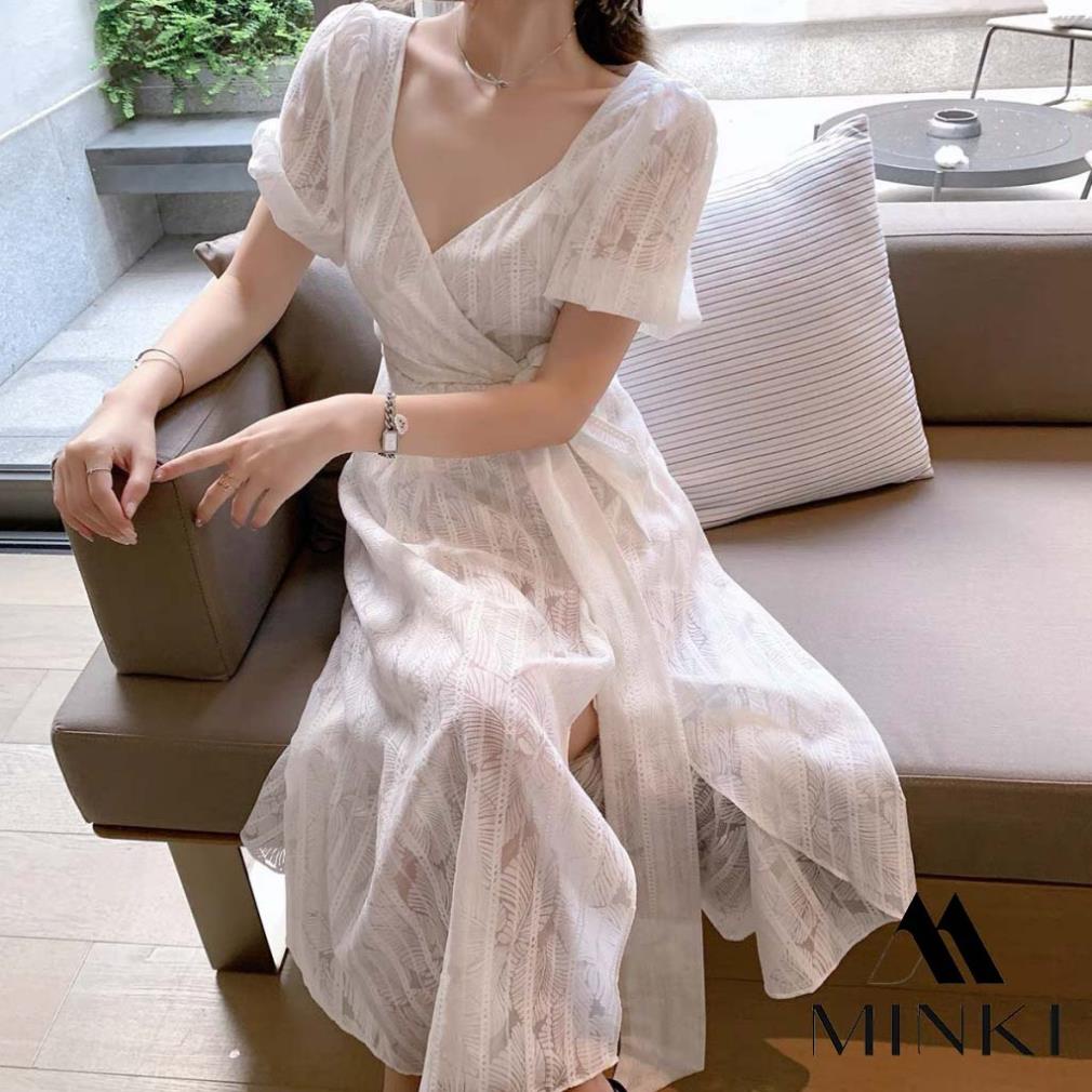 [TTTK] 🌸 ĐẦM TRẮNG HỒNG HOẠ TIẾT CHIẾC LÁ - CHẤT LIỆU CAO CẤP - MÀU TRẮNG / HỒNG | BigBuy360 - bigbuy360.vn