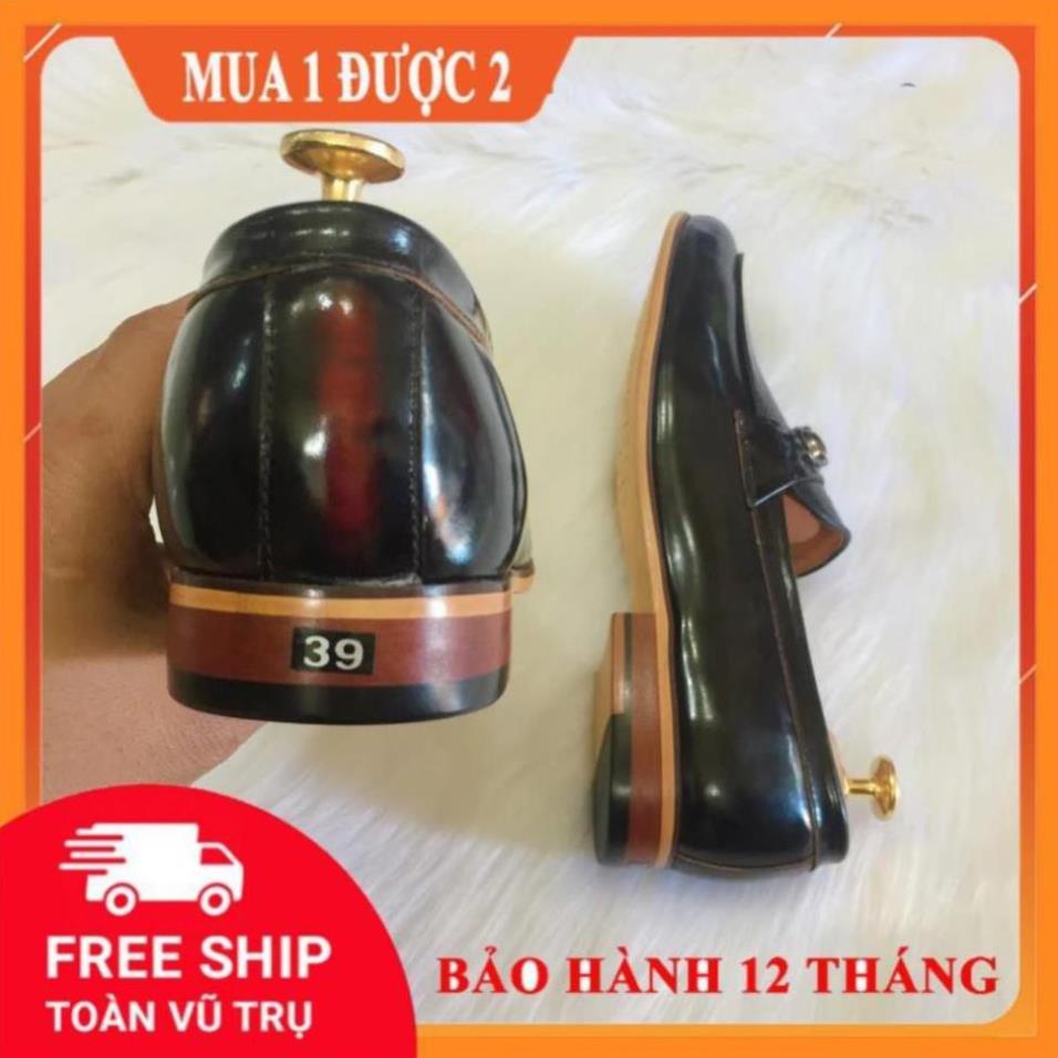 Giày Tây nam da bò màu trà đỏ đế gỗ cao cấp đai kim loại 2020 : new L - new2020 ˇ " * .
