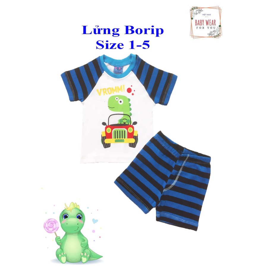 Set 3 Bộ lửng thun borip chất mềm cho bé trai Baby Wear (5-12kg)
