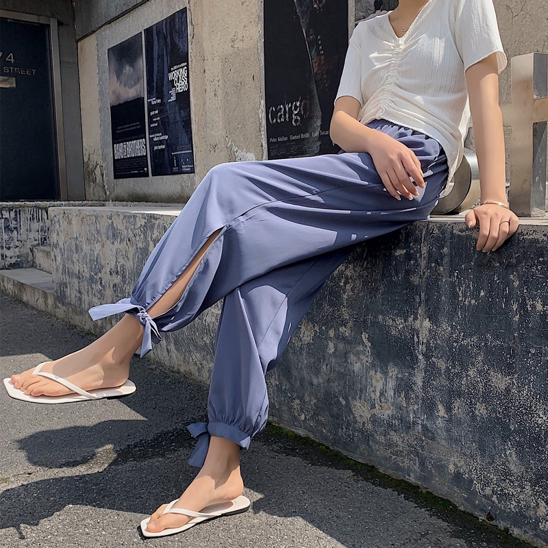 SUXI Quần legging vải chiffon kiểu dáng đơn giản thời trang mùa hè thoải mái cho nữ