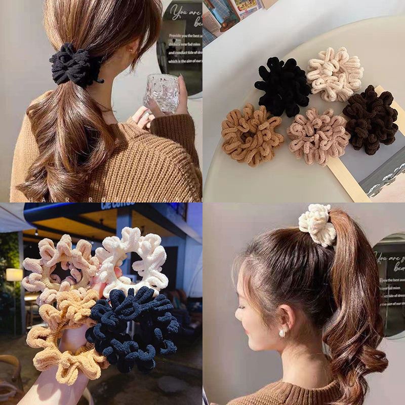 Dây buộc tóc vải lông thiết kế đơn giản thời trang cho nữ