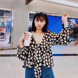 Áo hoa cúc tay dài bigsize