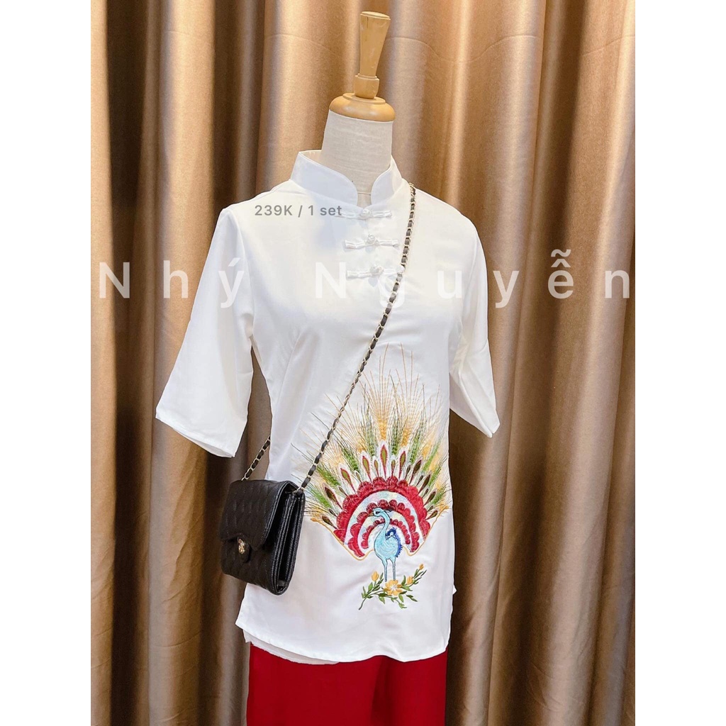 Đồ lam đi chùa Mẫu Thêu Công Vải Satin Nhung CAO CẤP