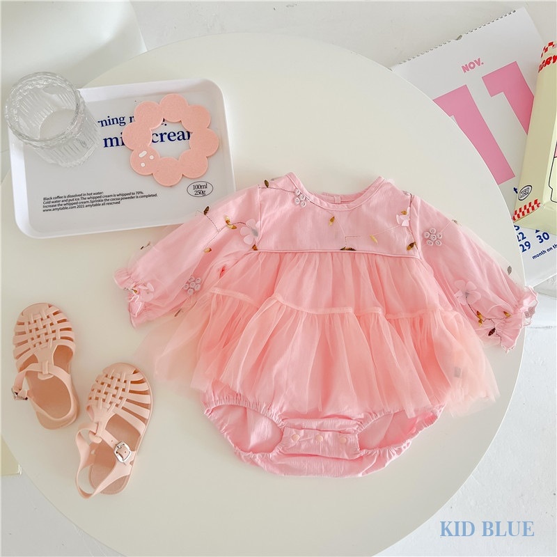 Bộ Áo Liền Quần Tam Giác Vải Mềm Thêu Họa Tiết Thổ Cẩm Dễ Thương Cho Bé Gái