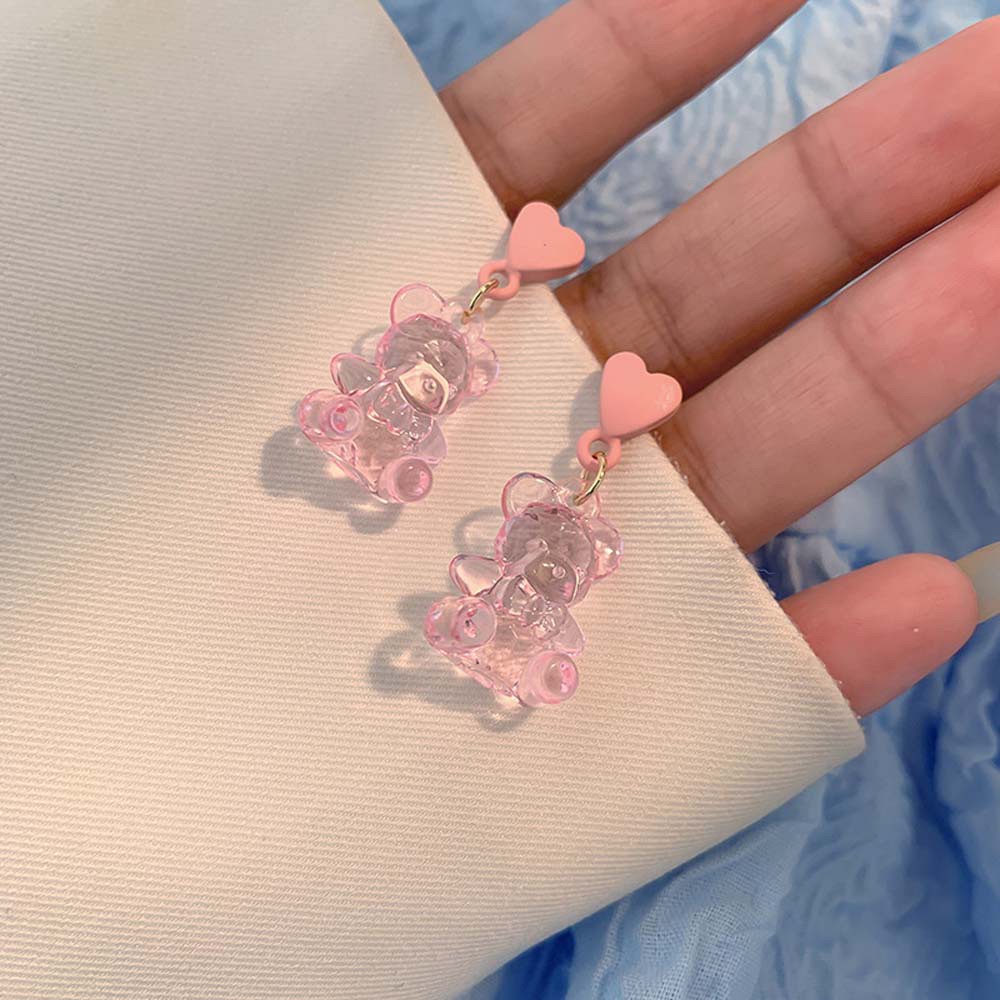 Bông Tai Acrylic Trong Suốt Hình Gấu Nhiều Màu Sắc Thời Trang Cho Nữ