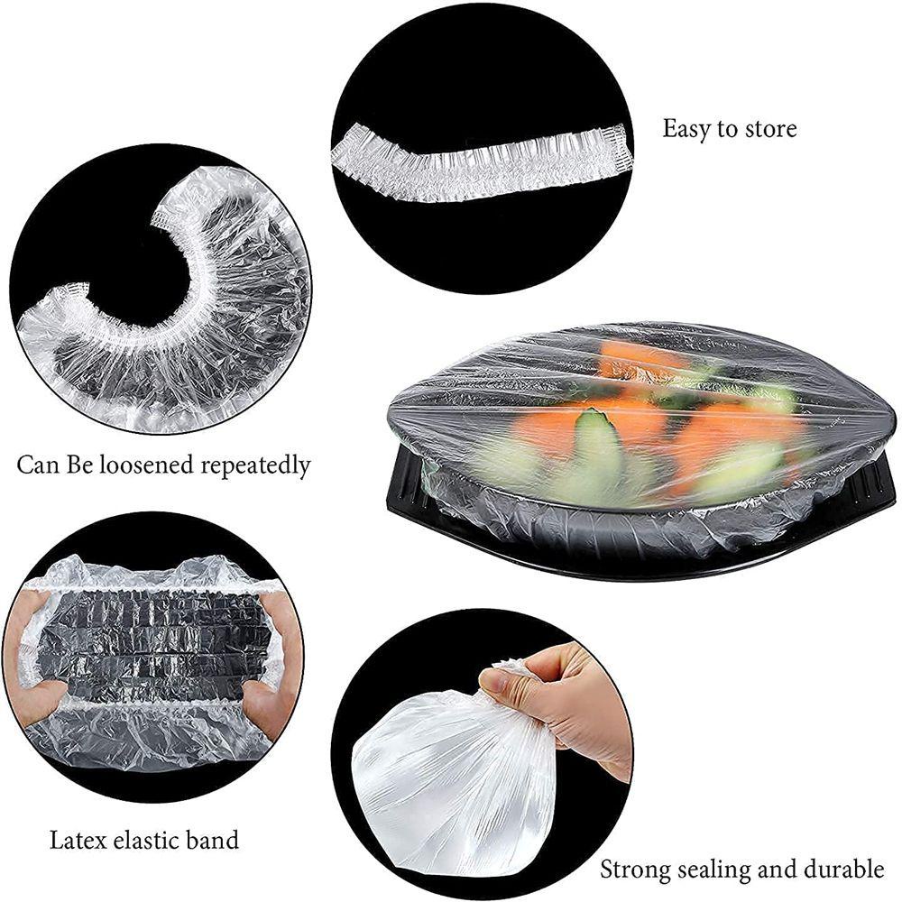 Set 100 Vỏ Bọc Bát Ăn Hình Vuông / Tròn Bằng Silicone Co Giãn Có Giác Hút