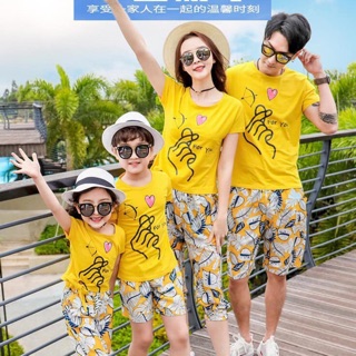Bộ gia đình đi biển áo cotton quần đũi Quảng Châu