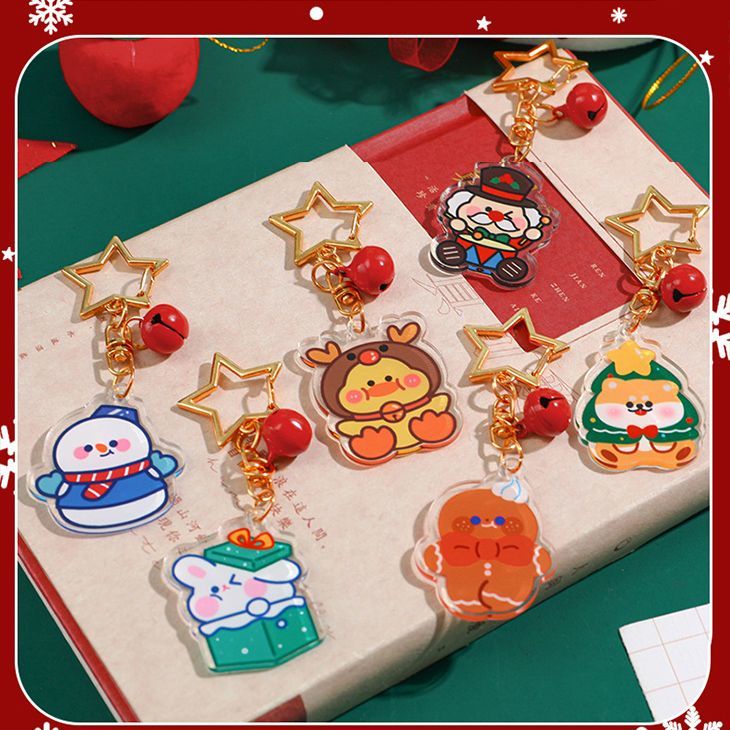 Móc Khóa Hình Người Tuyết / Chuông Giáng Sinh Hoạt Hình Dễ Thương DIY