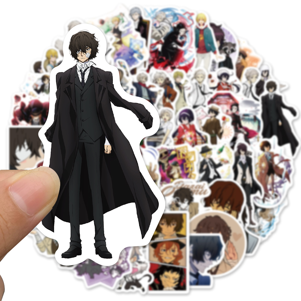 Set 50 / 100 Miếng Dán Hình Trang Trí Hoạ Tiết Bungo Stray Dogs Chống Thấm Nước