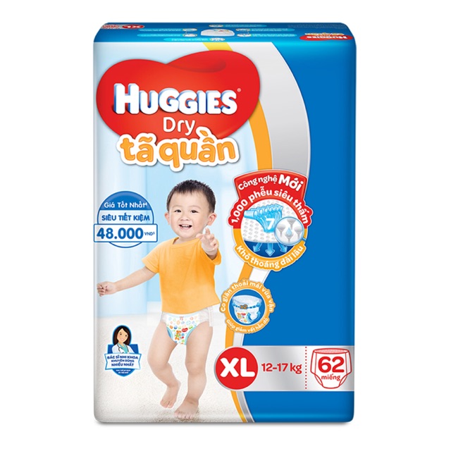 Tã quần Huggies Size Xl 62 cho bé