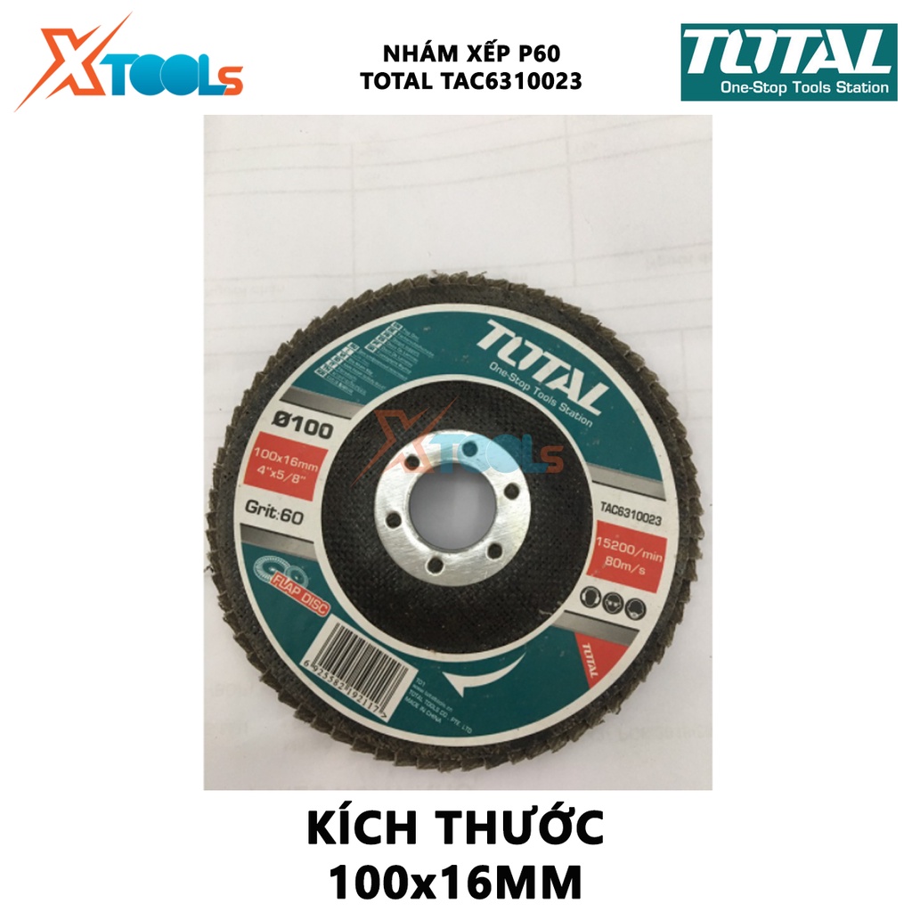 Nhám xếp cho máy mài TOTAL TAC6310023 Nhám xếp P60 100mm*16mm đánh bóng thép, gang và tấm thép [XSAFE][XTOOLs]